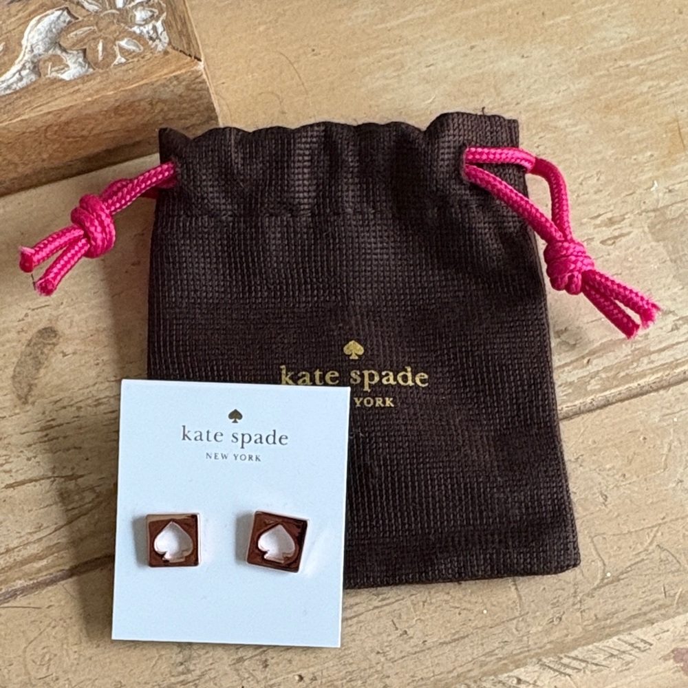 Kate Spade Pink and Brown Heart Earrings